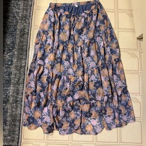 Floral Maxi Skirt in Blue and Pink